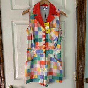 Unique Vintage x Smiley Size M/6-8 Green/White Smiley Romper Jumpsuit shorts